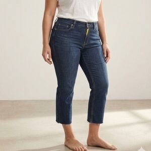 Dj&C Jeans Blue Ankle Cropped Denim Straight Leg Raw Hem Stretch - Size 30